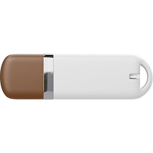 USB-Stick StylishDrive 2.0 , weiß / dunkelbraun MB , 2 GB , Gummiplastik, Kunststoff MB , 6,20cm x 0,75cm x 2,00cm (Länge x Höhe x Breite), Bild 2