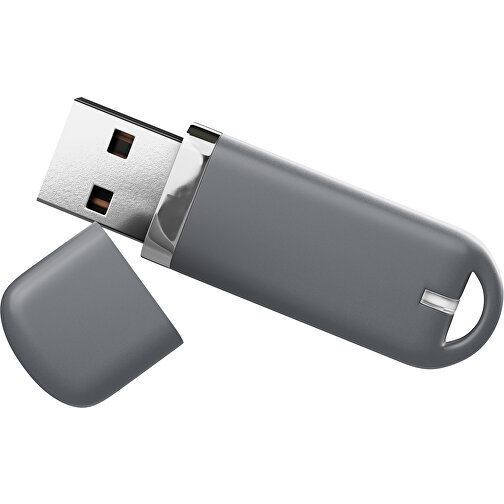 USB-Stick StylishDrive 2.0 , dunkelgrau MB , 1 GB , Gummiplastik, Kunststoff MB , 6,20cm x 0,75cm x 2,00cm (Länge x Höhe x Breite), Bild 1