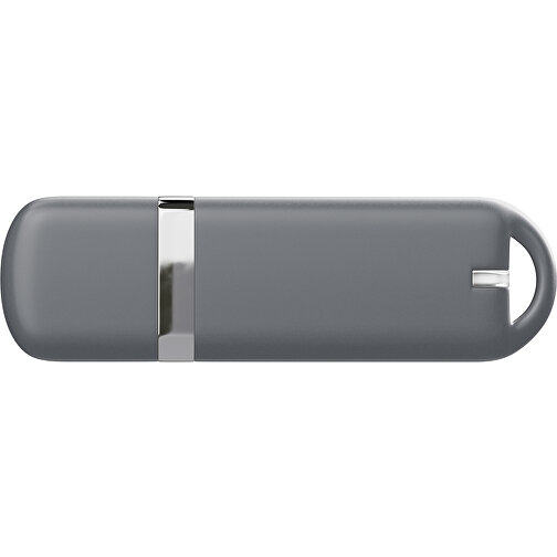 USB-Stick StylishDrive 2.0 , dunkelgrau MB , 1 GB , Gummiplastik, Kunststoff MB , 6,20cm x 0,75cm x 2,00cm (Länge x Höhe x Breite), Bild 2