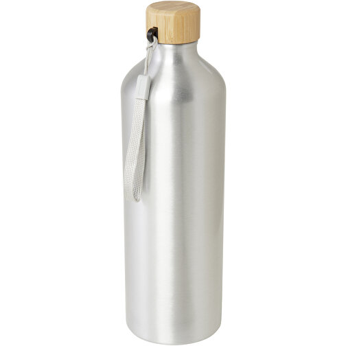 Malpeza 1L RCS-zertifizierte Wasserflasche Aus Recyceltem Aluminium , silber, Recycled Aluminium, Recycelter PP Kunststoff, Bambusholz, 10,00cm x 26,40cm x 8,00cm (Länge x Höhe x Breite), Bild 1