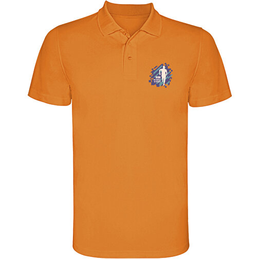 Monzha Sport Poloshirt Für Herren , fluor orange, Piqué Strick 100% Polyester, 150 g/m2, 2XL, , Bild 2