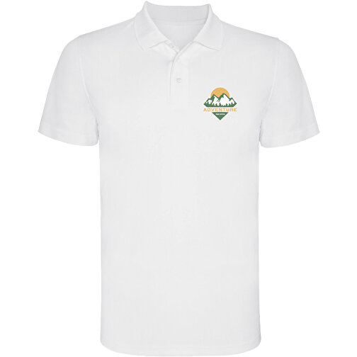 Monzha Sport Poloshirt Für Herren , weiß, Piqué Strick 100% Polyester, 150 g/m2, S, , Bild 2