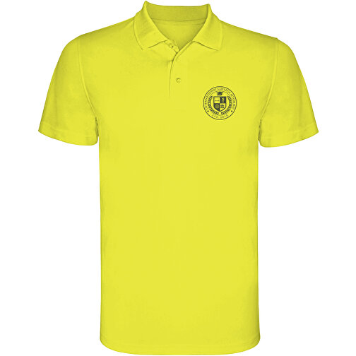 Monzha Sport Poloshirt Für Herren , fluor yellow, Piqué Strick 100% Polyester, 150 g/m2, S, , Bild 2