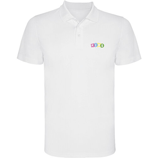 Monzha Sport Poloshirt Für Kinder , weiß, Piqué Strick 100% Polyester, 150 g/m2, 8, , Bild 2