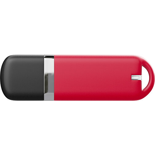 USB-Stick StylishDrive 2.0 , dunkelrot /schwarz MB , 1 GB , Gummiplastik, Kunststoff MB , 6,20cm x 0,75cm x 2,00cm (Länge x Höhe x Breite), Bild 2