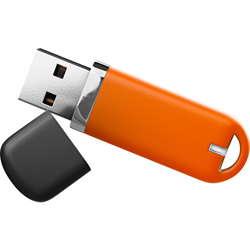 USB-Stick StylishDrive 2.0 , orange /schwarz MB , 1 GB , Gummiplastik, Kunststoff MB , 6,20cm x 0,75cm x 2,00cm (Länge x Höhe x Breite), Bild 1