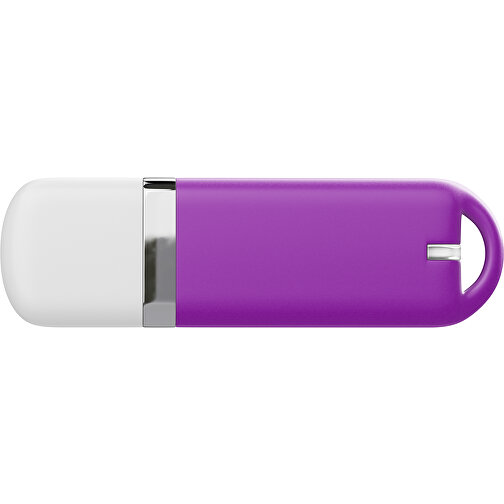 USB-Stick StylishDrive 2.0 , dunkelmagenta / weiß MB , 1 GB , Gummiplastik, Kunststoff MB , 6,20cm x 0,75cm x 2,00cm (Länge x Höhe x Breite), Bild 2