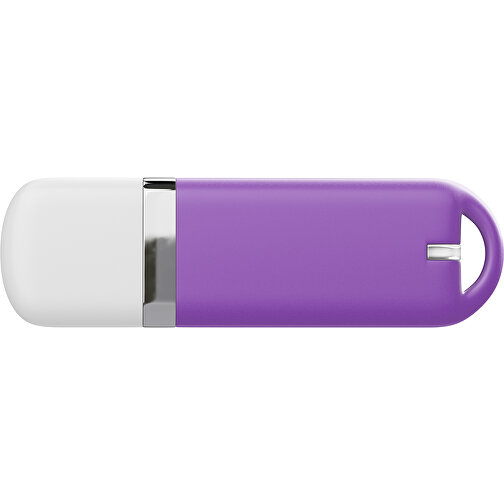 USB-Stick StylishDrive 2.0 , lavendellila / weiß MB , 1 GB , Gummiplastik, Kunststoff MB , 6,20cm x 0,75cm x 2,00cm (Länge x Höhe x Breite), Bild 2
