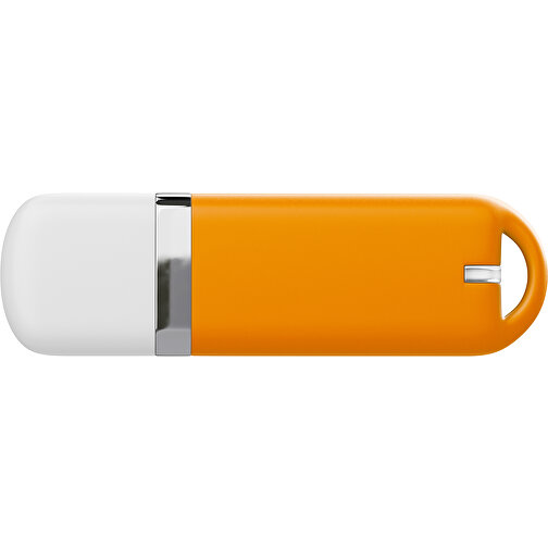 USB-Stick StylishDrive 2.0 , gelborange / weiß MB , 1 GB , Gummiplastik, Kunststoff MB , 6,20cm x 0,75cm x 2,00cm (Länge x Höhe x Breite), Bild 2