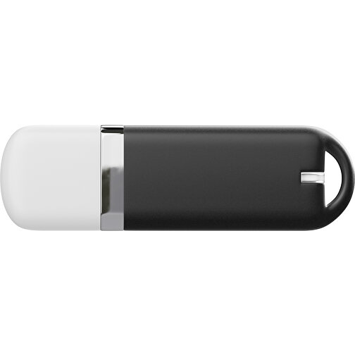 USB-Stick StylishDrive 2.0 , schwarz / weiß MB , 1 GB , Gummiplastik, Kunststoff MB , 6,20cm x 0,75cm x 2,00cm (Länge x Höhe x Breite), Bild 2