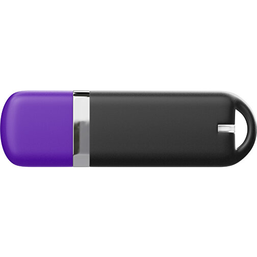 USB-Stick StylishDrive 2.0 , schwarz / violet MB , 1 GB , Gummiplastik, Kunststoff MB , 6,20cm x 0,75cm x 2,00cm (Länge x Höhe x Breite), Bild 2