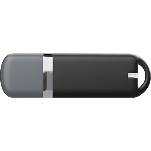 USB-Stick StylishDrive 2.0 , schwarz / dunkelgrau MB , 1 GB , Gummiplastik, Kunststoff MB , 6,20cm x 0,75cm x 2,00cm (Länge x Höhe x Breite), Bild 2