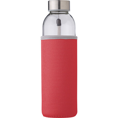Glasflasche (500ml) Mit Einem Neoprenhülle Nika , rot, Glas, Neopren, Edelstahl 201, , Bild 1
