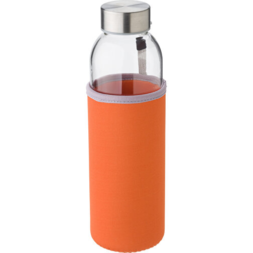 Glasflasche (500ml) Mit Einem Neoprenhülle Nika , orange, Glas, Neopren, Edelstahl 201, , Bild 5