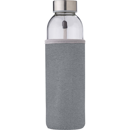 Glasflasche (500ml) Mit Einem Neoprenhülle Nika , grau, Glas, Neopren, Edelstahl 201, , Bild 1
