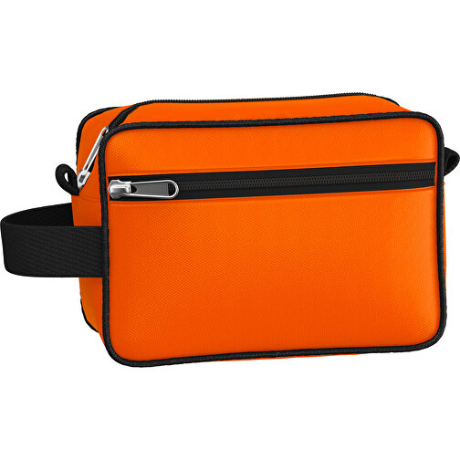 Kosmetiktasche Nova , orange / schwarz, Sublimation-fabric 200g - Polyester (PU), 16,00cm x 8,00cm x 23,00cm (Länge x Höhe x Breite), Bild 1