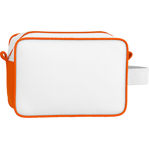 Kosmetiktasche Nova , weiss / orange, Sublimation-fabric 200g - Polyester (PU), 16,00cm x 8,00cm x 23,00cm (Länge x Höhe x Breite), Bild 2