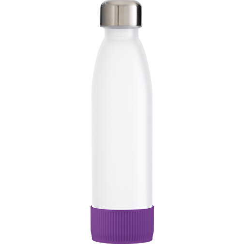 Trinkflasche RETUMBLER-TOULON GLASS , weiss / violett, Glas, Silikon, recycelter Edelstahl, recyceltes Polypropylen, 26,00cm x 6,90cm x 6,90cm (Länge x Höhe x Breite), Bild 1