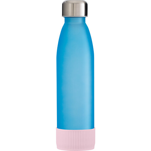 Trinkflasche RETUMBLER-TOULON GLASS , cyan / rosa, Glas, Silikon, recycelter Edelstahl, recyceltes Polypropylen, 26,00cm x 6,90cm x 6,90cm (Länge x Höhe x Breite), Bild 1