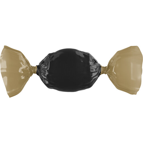 Bonbon Wickler Bontastisch , schwarz / gold, Wickler aus kompostierbarer Folie, 1,00cm x 2,00cm x 7,00cm (Länge x Höhe x Breite), Bild 1