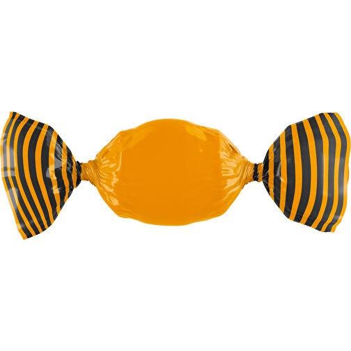 Bonbon Wickler Bontastisch , kürbisorange / schwarz, Wickler aus kompostierbarer Folie, 1,00cm x 2,00cm x 7,00cm (Länge x Höhe x Breite), Bild 1