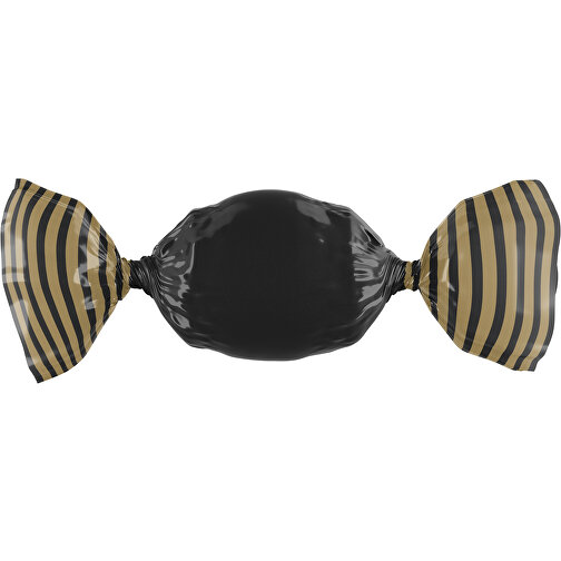 Bonbon Wickler Bontastisch , schwarz / gold, Wickler aus kompostierbarer Folie, 1,00cm x 2,00cm x 7,00cm (Länge x Höhe x Breite), Bild 1