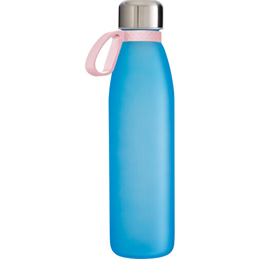 Trinkflasche RETUMBLER-TOULON GLASS , cyan / rosa, Glas, Silikon, recycelter Edelstahl, recyceltes Polypropylen, 26,00cm x 6,90cm x 6,90cm (Länge x Höhe x Breite), Bild 1