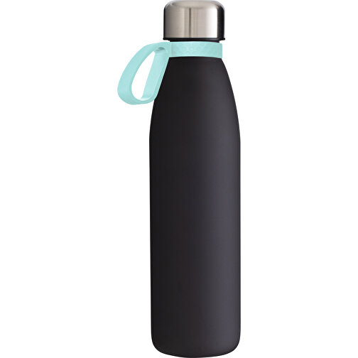 Trinkflasche RETUMBLER-TOULON GLASS , schwarz / mint, Glas, Silikon, recycelter Edelstahl, recyceltes Polypropylen, 26,00cm x 6,90cm x 6,90cm (Länge x Höhe x Breite), Bild 1