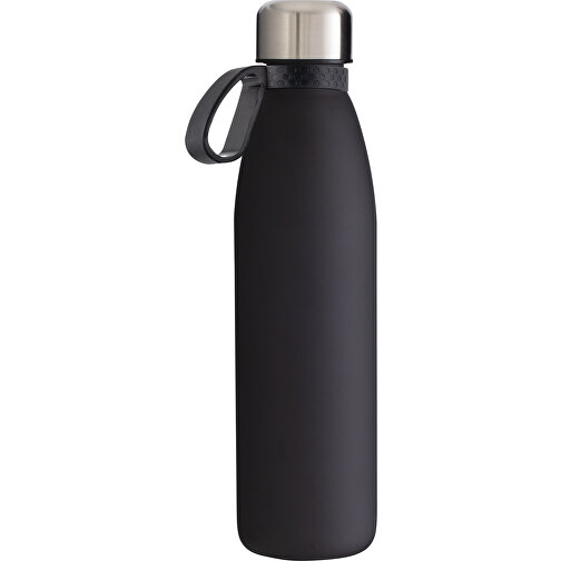 Trinkflasche RETUMBLER-TOULON GLASS , schwarz, Glas, Silikon, recycelter Edelstahl, recyceltes Polypropylen, 26,00cm x 6,90cm x 6,90cm (Länge x Höhe x Breite), Bild 1