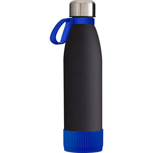 Trinkflasche RETUMBLER-TOULON GLASS , schwarz / blau, Glas, Silikon, recycelter Edelstahl, recyceltes Polypropylen, 26,00cm x 6,90cm x 6,90cm (Länge x Höhe x Breite), Bild 1