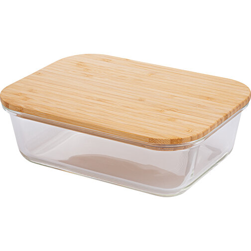 Lunchbox RE98-FRESHFUSION , braun / transparent, Glas, Bambus, 22,40cm x 7,50cm x 16,70cm (Länge x Höhe x Breite), Bild 1