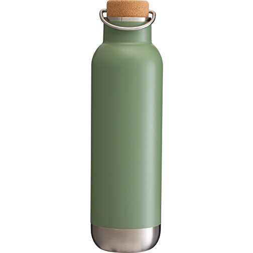 Thermotrinkflasche RETUMBLER-ORTADO 750 , grün / braun, Kork, recycelter Edelstahl, recyceltes Polypropylen, Silikon, 26,80cm x 7,70cm x 7,70cm (Länge x Höhe x Breite), Bild 1