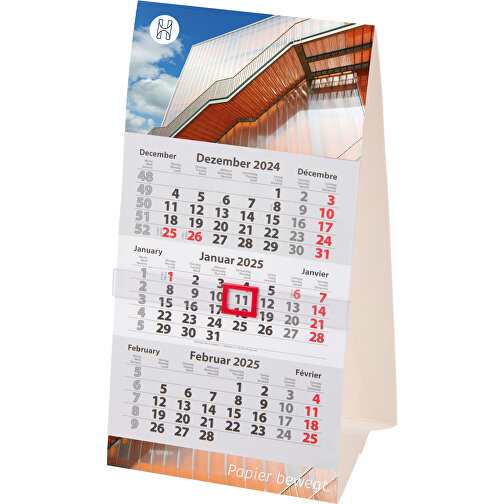 3-Monats Tischkalender 'Junior' , weiß, 80g Offset weiß, mit Klebestreifen, 18,40cm x 9,50cm (Höhe x Breite), Bild 1