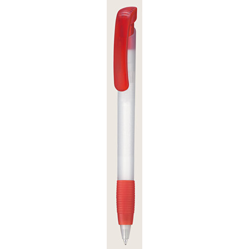 Kugelschreiber SOFT CLEAR FROZEN , Ritter-Pen, frostweiss / feuerrot, ABS-Kunststoff, 14,80cm (Länge), Bild 1