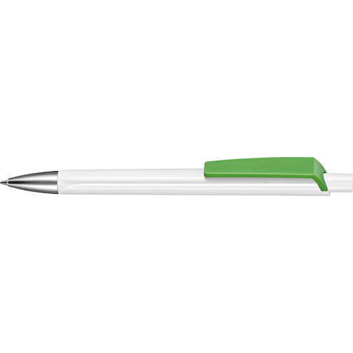 Kugelschreiber TRI-STAR , Ritter-Pen, weiss/Apfel-grün, ABS-Kunststoff, 14,00cm (Länge), Bild 3
