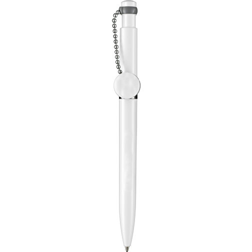 Kugelschreiber PIN PEN , Ritter-Pen, weiß/stein-grau, ABS-Kunststoff, 14,50cm (Länge), Bild 1