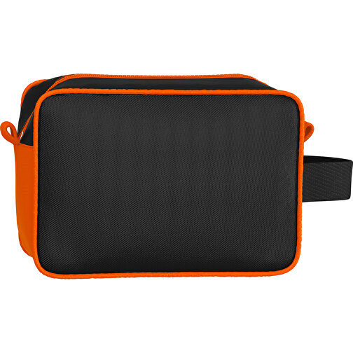 Kosmetiktasche Nova , schwarz / orange, Sublimation-fabric 200g - Polyester (PU), 16,00cm x 8,00cm x 23,00cm (Länge x Höhe x Breite), Bild 2