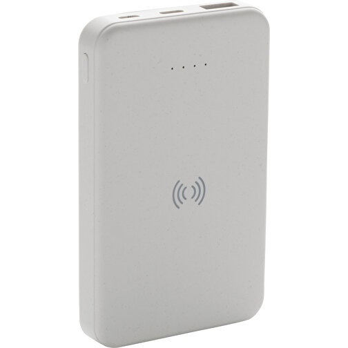 5.000mAh 5W Wireless Powerbank Aus RCS Recyceltem Kunststoff , weiss, ABS - recycelt, 9,70cm x 1,50cm (Länge x Höhe), Bild 1