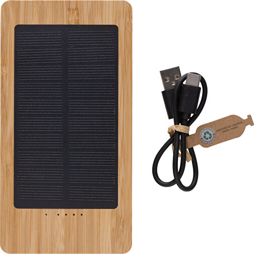 Sunwick 10.000mah Bambus Solar Powerbank , braun, Bambus FSC® zertifiziert, 14,90cm x 2,20cm (Länge x Höhe), Bild 4