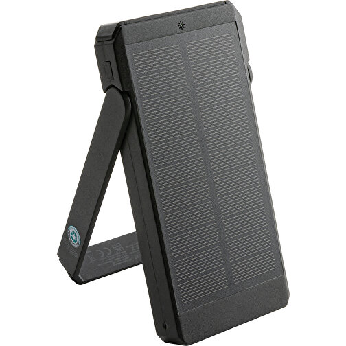 Skywave 10000mAh Solarpowerbank Aus RCS Recycelt. Kunststoff , schwarz, ABS - recycelt, 15,50cm x 1,90cm (Länge x Höhe), Bild 1