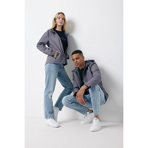 Iqoniq Makalu Herren Softshelljacke Aus Recyceltem Polyester , vulcano heather grey, 91% recyceltes Polyester, 7% recyceltes TPU, 2% Elastan, S, 69,00cm x 2,50cm (Länge x Höhe), Bild 3