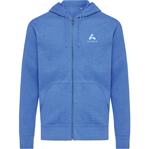 Iqoniq Abisko Zip-Kapuzenpullover Aus Recycelter Baumwolle , heather blue, 50% recycelte und 50% biologische Baumwolle, XS, 64,00cm x 1,00cm (Länge x Höhe), Bild 4