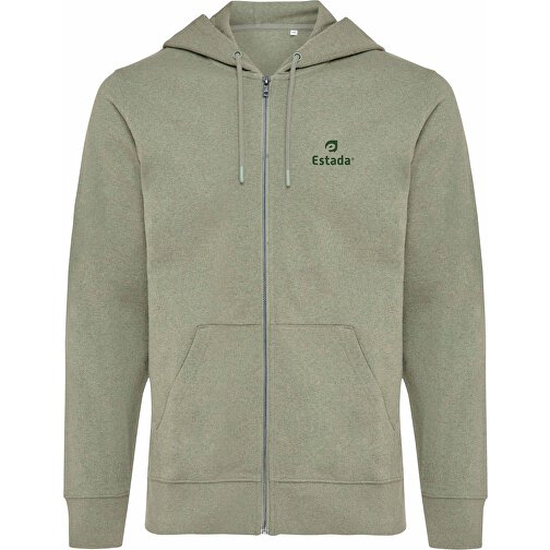 Iqoniq Abisko Zip-Kapuzenpullover Aus Recycelter Baumwolle , heather green, 50% recycelte und 50% biologische Baumwolle, XS, 64,00cm x 1,00cm (Länge x Höhe), Bild 4