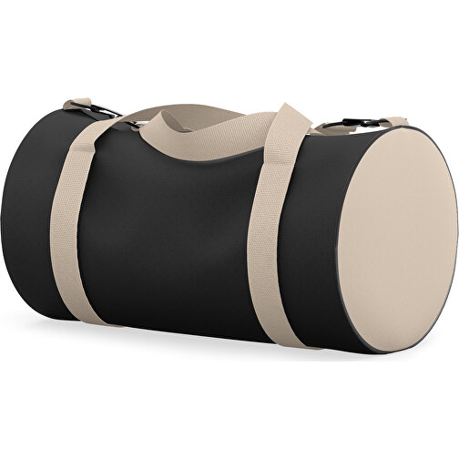 Sporttasche Modernfit , schwarz / beige, Sublimation Poliester 300g, 27,00cm x 27,00cm x 50,00cm (Länge x Höhe x Breite), Bild 1