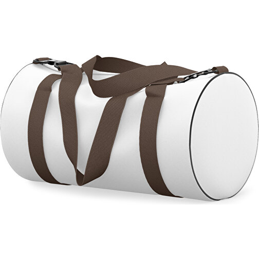 Sporttasche Modernfit , weiss / espressobraun, Sublimation Poliester 300g, 27,00cm x 27,00cm x 50,00cm (Länge x Höhe x Breite), Bild 2