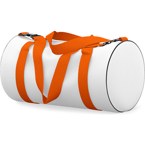 Sporttasche Modernfit , weiss / orange, Sublimation Poliester 300g, 27,00cm x 27,00cm x 50,00cm (Länge x Höhe x Breite), Bild 2