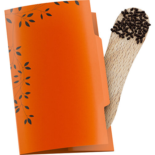 Pflanz-Stick Mit Samen - Vergissmeinnicht , orange / schwarz, Holz, Papier, Wachs, Saatgut, 5,50cm x 8,00cm (Länge x Breite), Bild 1