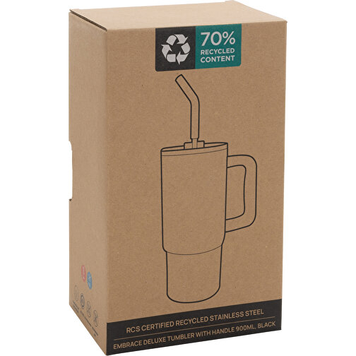 Embrace Deluxe Becher Aus RCS Recyceltem Edelstahl 900ml, Schwarz , schwarz, Rostfreier Stahl - recycelt,PP, 23,50cm (Höhe), Bild 13