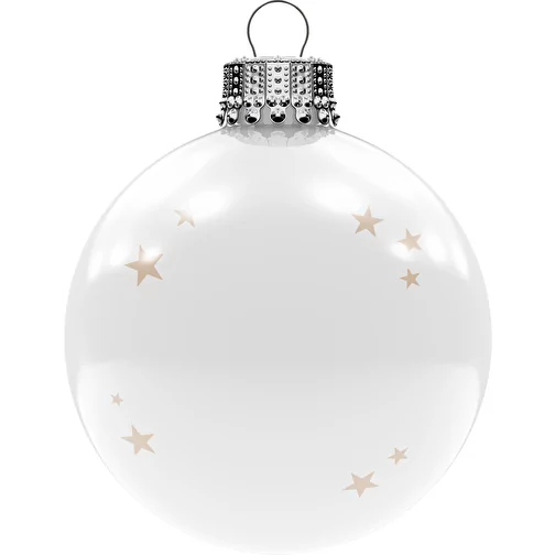 Boule de Noël moyenne 66 mm, couronne argentée, brillante, Image 1