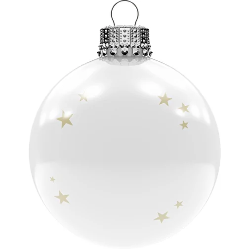 Boule de Noël moyenne 66 mm, couronne argentée, brillante, Image 1